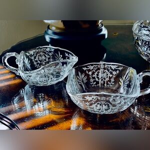 Two Fostoria Depression Glass Nappies